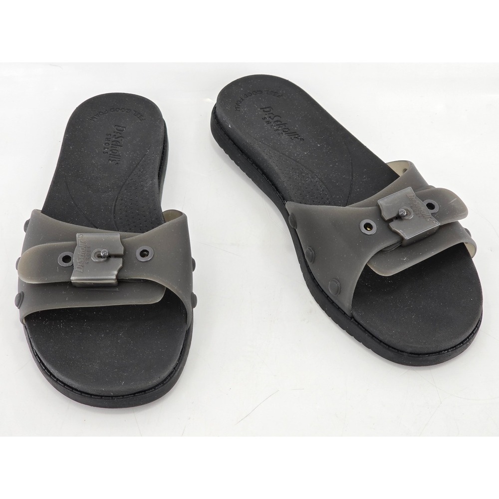 Dr. Scholl's Slides Women Size 9 Black Jelly Buckle Comfort Sandals - Excellent